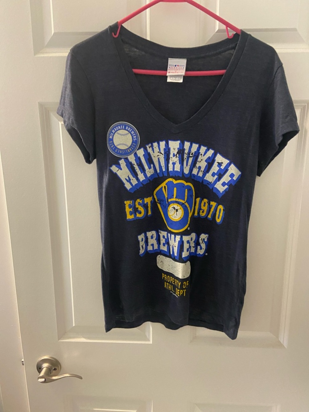 5th & Ocean Navy Tee with Red Logo Tag